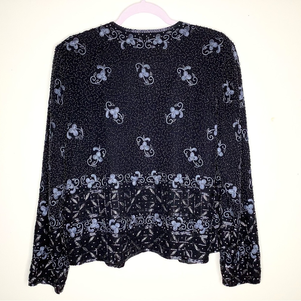 < Vintage Scala Beaded Jacket Size Large > - image 7